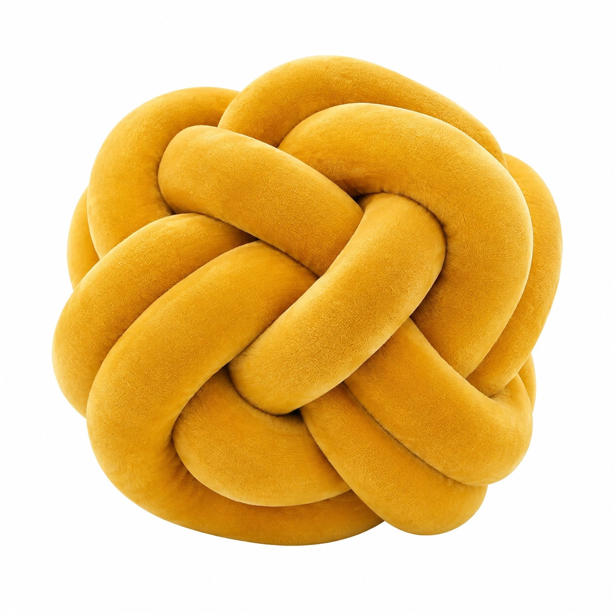 Knotenkissen 30 cm aus Plüsch senfgelb dekorativ