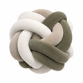 Knotenkissen 30 cm aus Teddyplüsch in Creme Beige Olivgrün - dekoratives Sofakissen