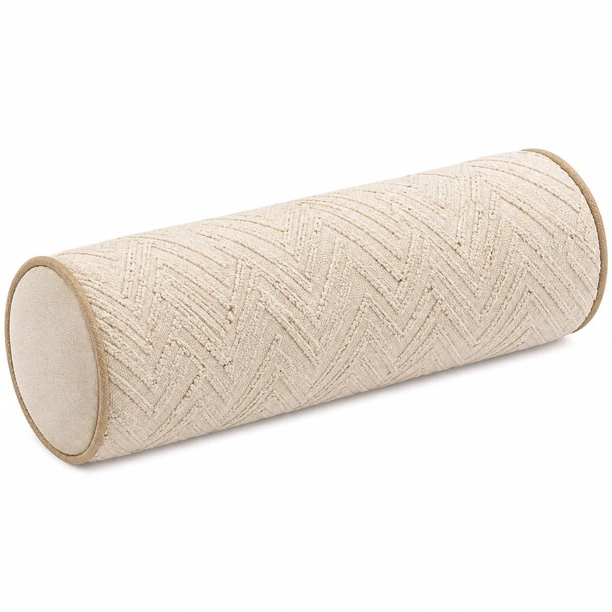 Zylinderkissen 15 x 50 cm Textil Creme für Sofa mit Strukturmuster
