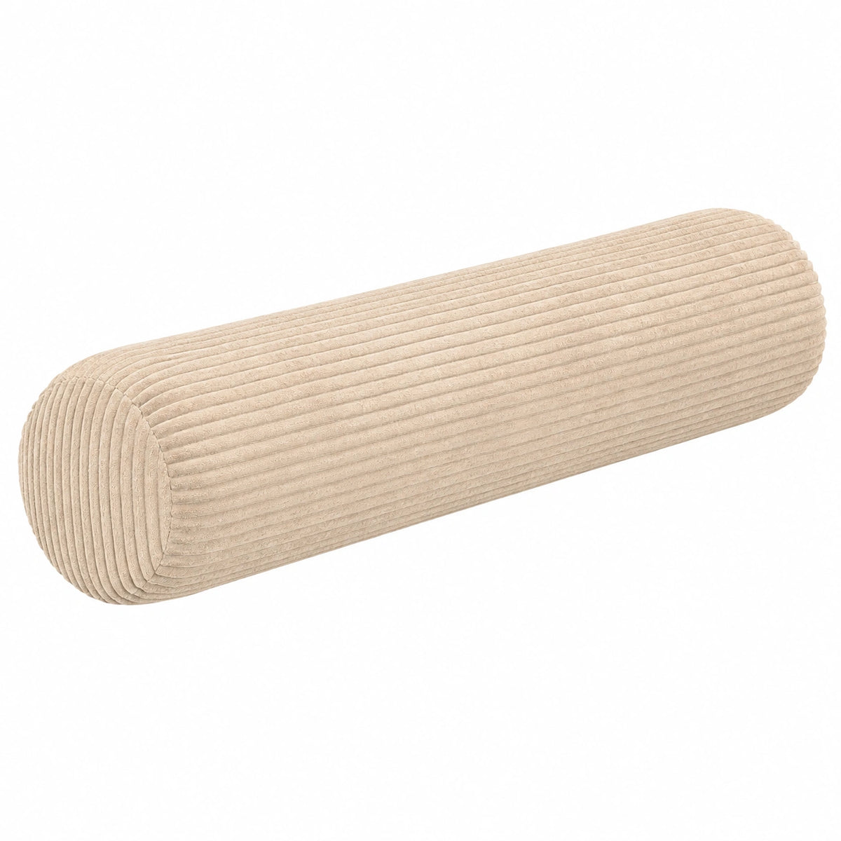 Nackenrolle 20 x 60 cm aus Cordstoff Beige - geripptes Stützkissen