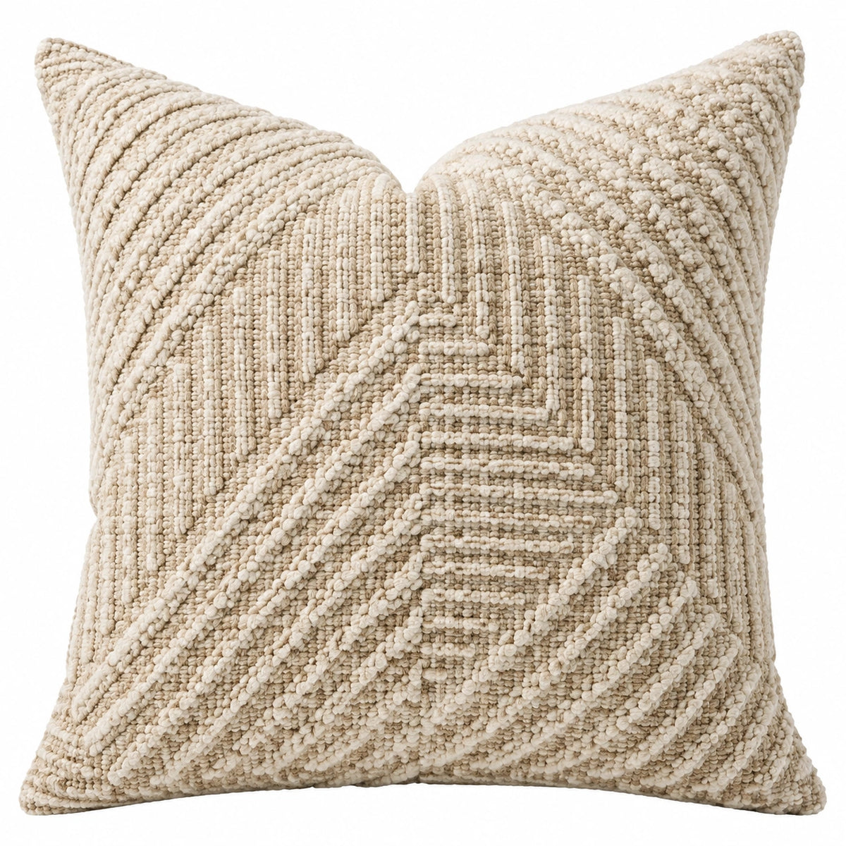 Zierkissen 45 x 45 cm aus Textil in Creme mit strukturiertem Boho Muster