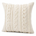 Dekokissen 45 x 45 cm aus Textil in Creme mit Zopfmuster im Boho-Stil