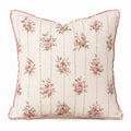 Dekokissen 45 x 45 cm Creme Rosa Blumenmuster Stoff Landhausstil
