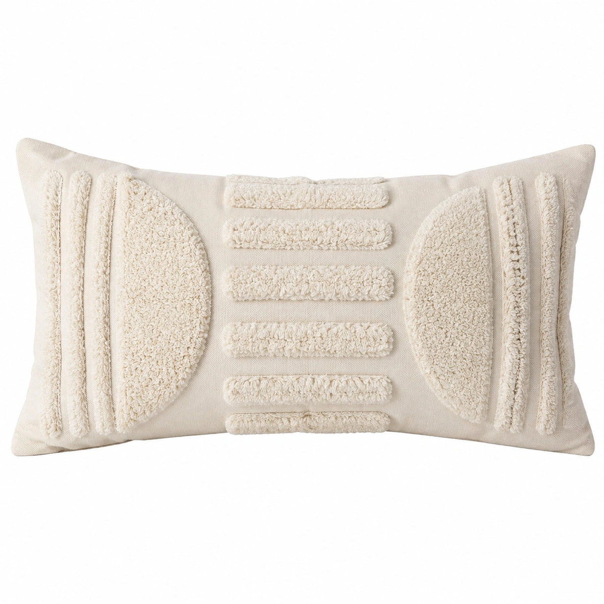 Dekokissen 50 x 30 cm Textil Creme mit Strukturmuster Boho-Stil