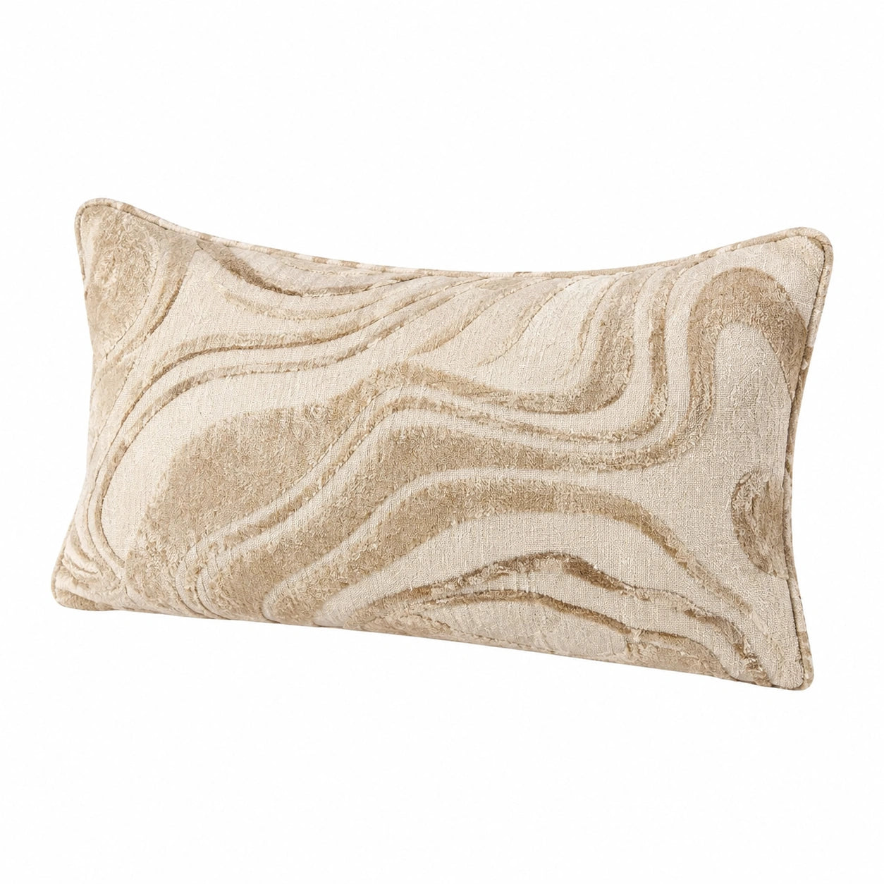 Rechteckiges Dekokissen 50 x 30 cm aus Polyester Creme mit Wellenstruktur
