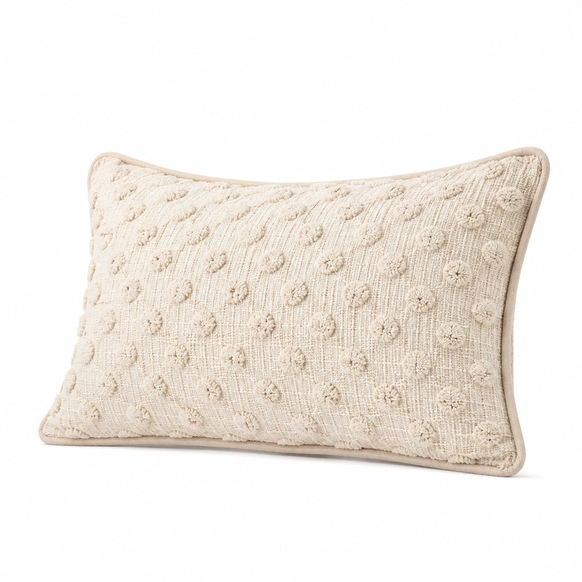 Rechteckiges Dekokissen 50 x 30 cm Baumwolle Creme mit Blumenstruktur