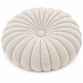 Rundes Zierkissen 45 cm aus Strukturstoff in Creme mit Faltenoptik